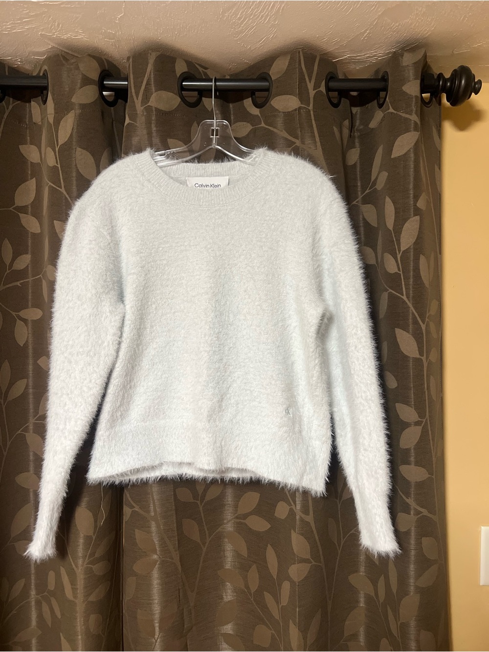 Calvin Klein Women's Cozy Scoop Fuzzy Sweater - Pale Blue